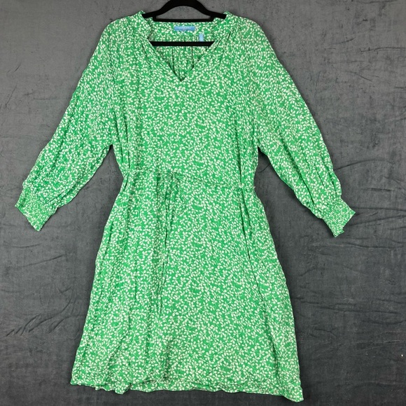 Draper James RSVP Green V-Neck Belted Floral Sundress Sz Med - Picture 2 of 10